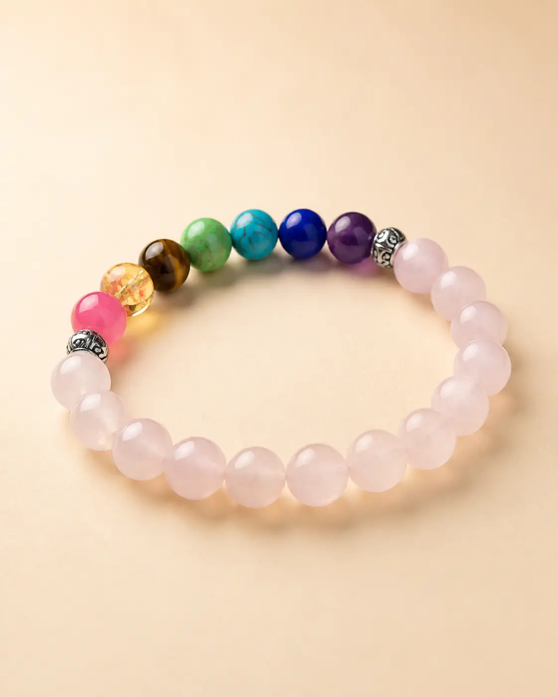 7 Chakra Rose Quartz Bracelet product-only view 1